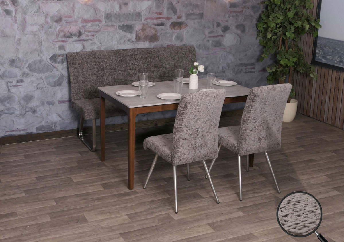 ESSZIMMER-SET Grau 3er-Set - Grau, Textil (160/100/65cm) - MCW