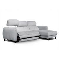ECKSOFA SVEN 3-Sitzer, 1 Relax XL, verstellbare Kopfstützen, hellgrau - Hellgrau/Schwarz, Holzwerkstoff/Textil (256/163cm) - Courtois Laville