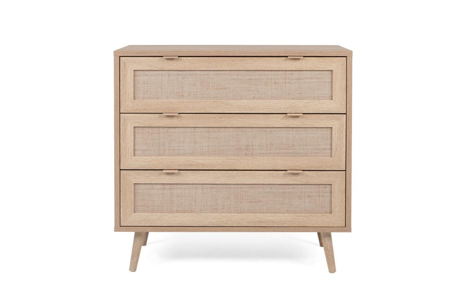 KOMMODE Malmö 03A - in Sonoma Eiche mit Bast-Dekor - Sonoma Eiche, Holzwerkstoff/Kunststoff (80/80/40cm) - möbelvita