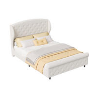 POLSTERBETT 140x200 cm Samt Beige, Doppelbett mit gepolstertem Kopfteil, Lattenrost - Beige, Metall (140/200cm) - EuroLiving