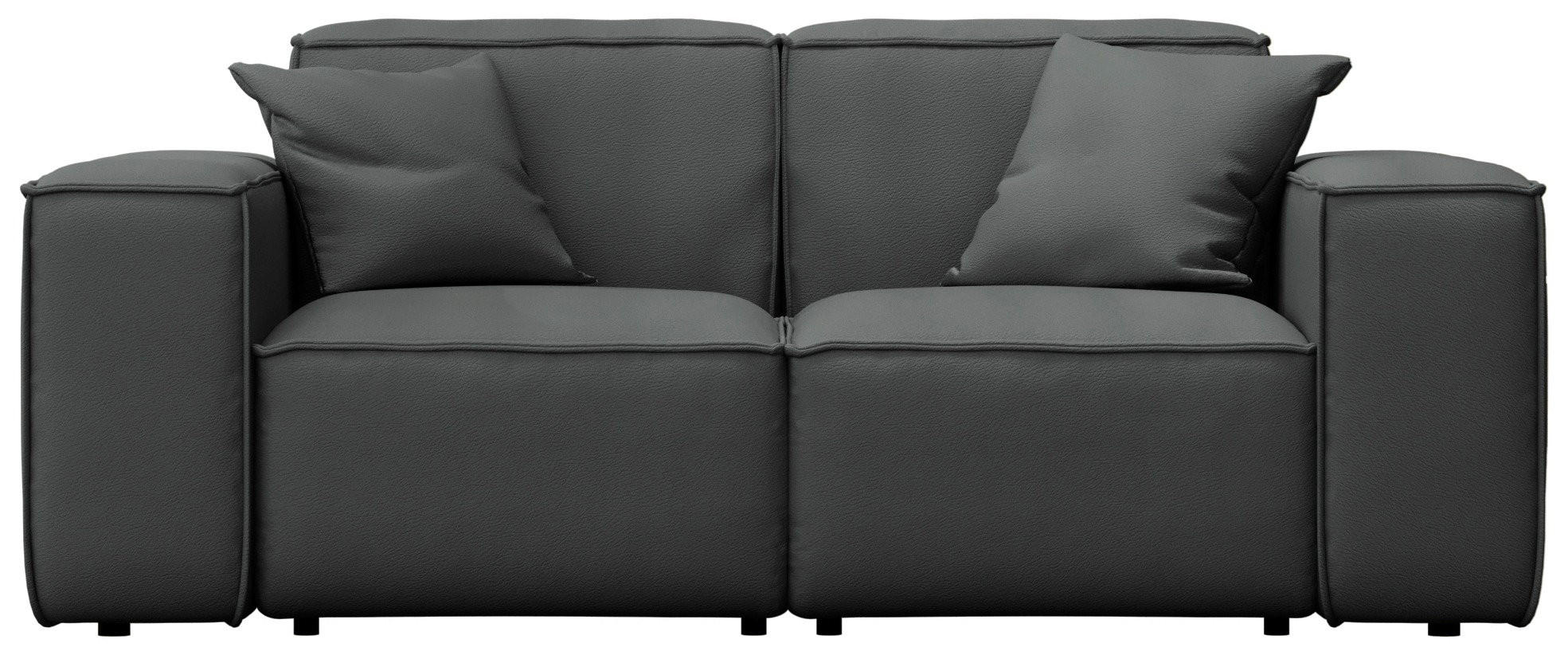GARTENSOFA Lorento Outdoor 2-Sitzer, Dunkelgrau Kunstleder 186/73/92 cm - Dunkelgrau, Textil (186/73/92cm) - WFL GROUP