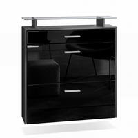 SCHUHSCHRANK Malea Fronten in Schwarz Hochglanz - Schwarz Hochglanz, Holzwerkstoff (89/96/23cm) - Vladon