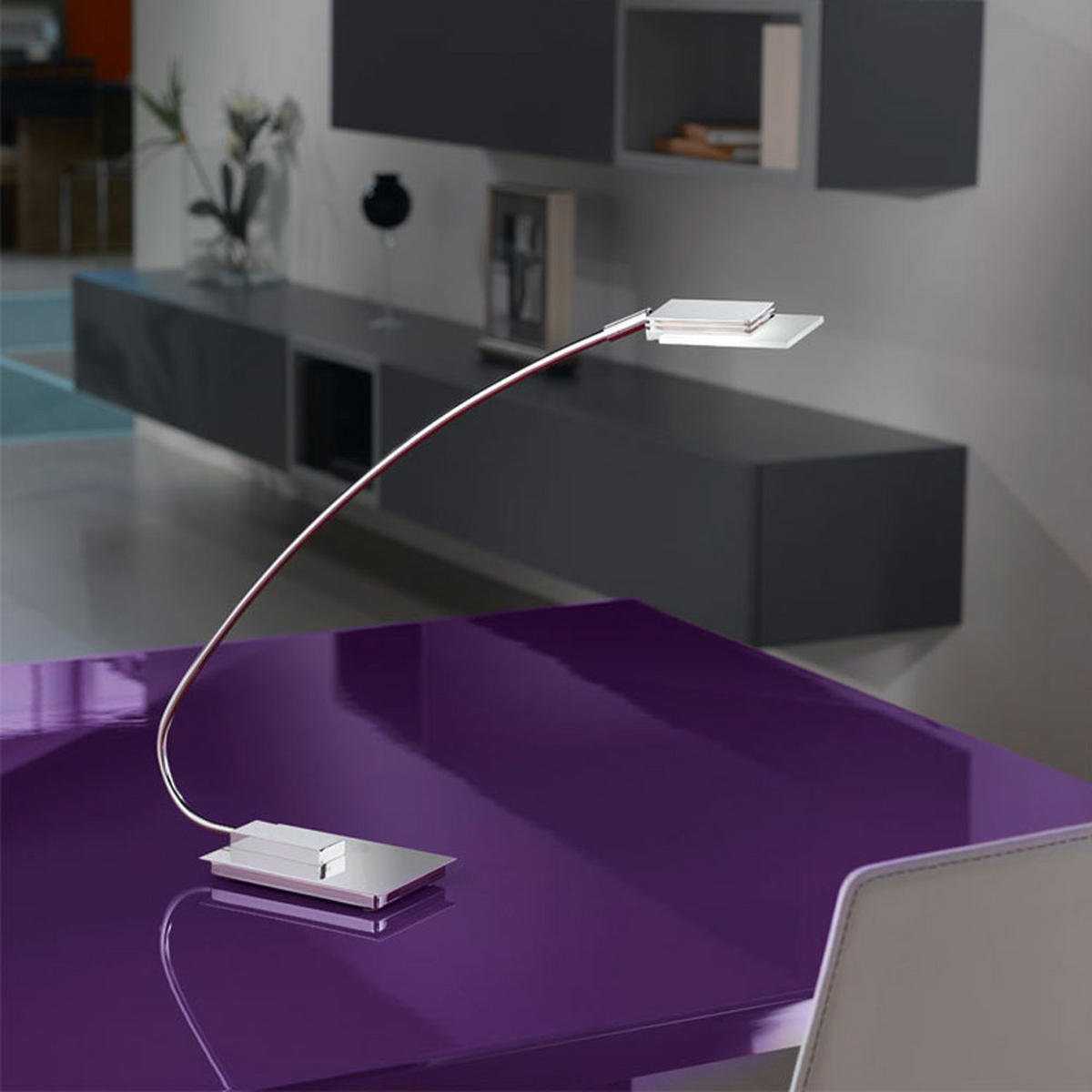 LED TISCHLEUCHTE OCASO Chrom Silber - Silberfarben, Glas (49.5/9.5/43.5cm)