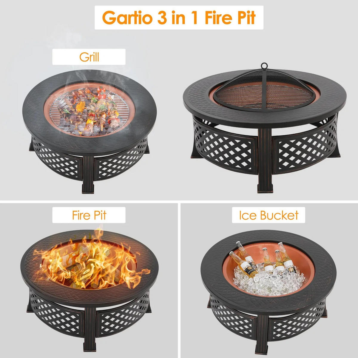 FEUERSCHALE Ø81 cm mit Grillrost & Funkenschutz Schwarz - Schwarz, Metall (81/81cm) - Kaket