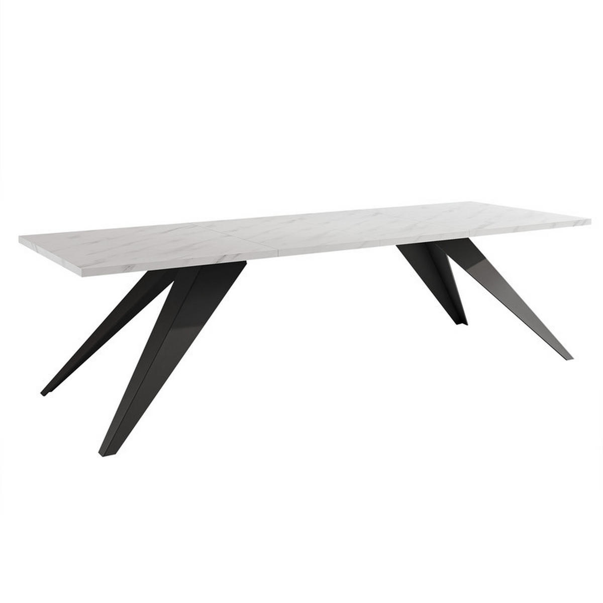 AUSZIEHTISCH XANDRO 140/80/76 cm mit Metallgestell, Schwarz / Bianco - Perlmutt/Schwarz, Holzwerkstoff/Metall (80/140/76cm) - Idohome