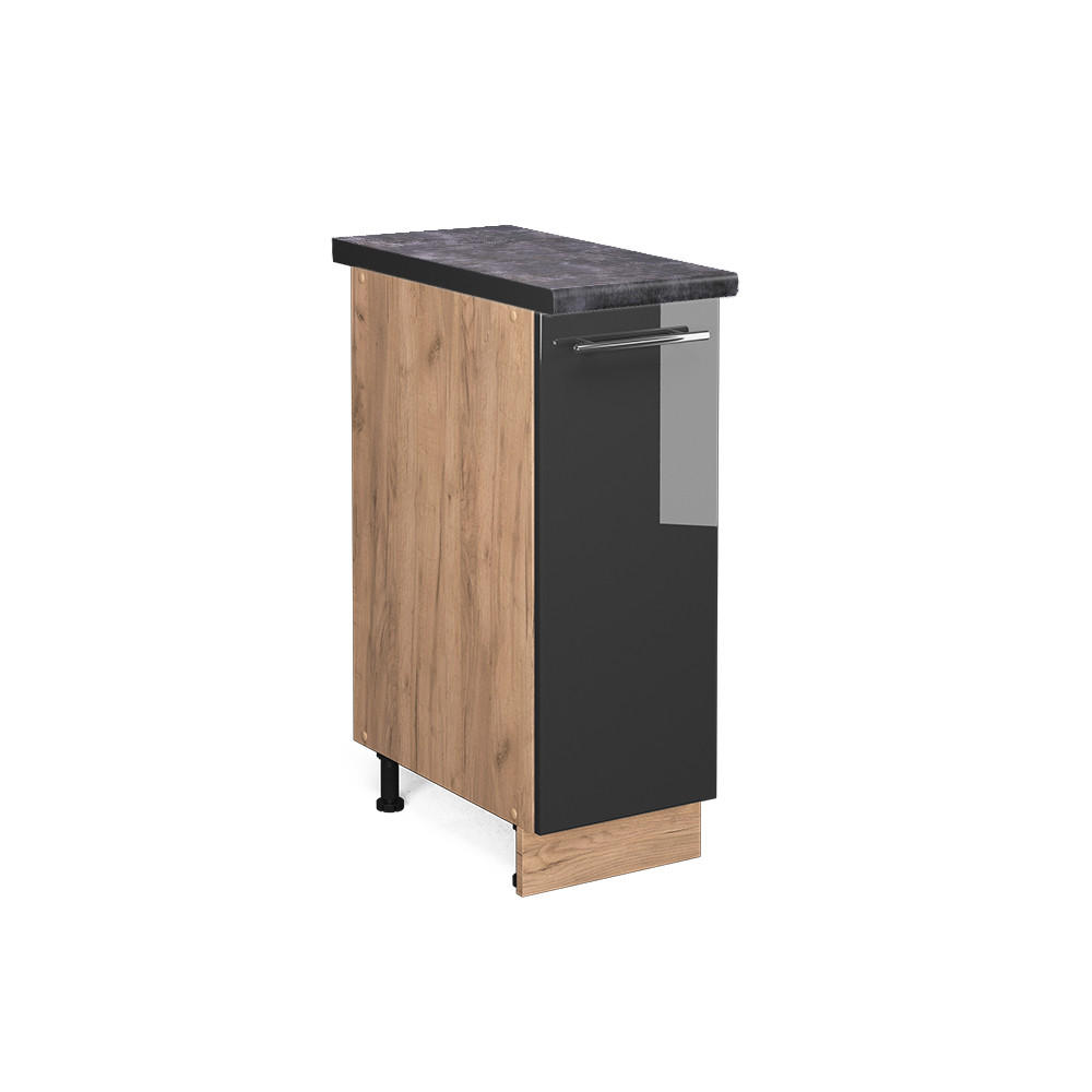 APOTHEKERUNTERSCHRANK Fame-Line Anthrazit Hochglanz 30 cm, AP Anthrazit - Anthrazit/Eiche Wotan, Holzwerkstoff (30/82/60cm) - Vicco