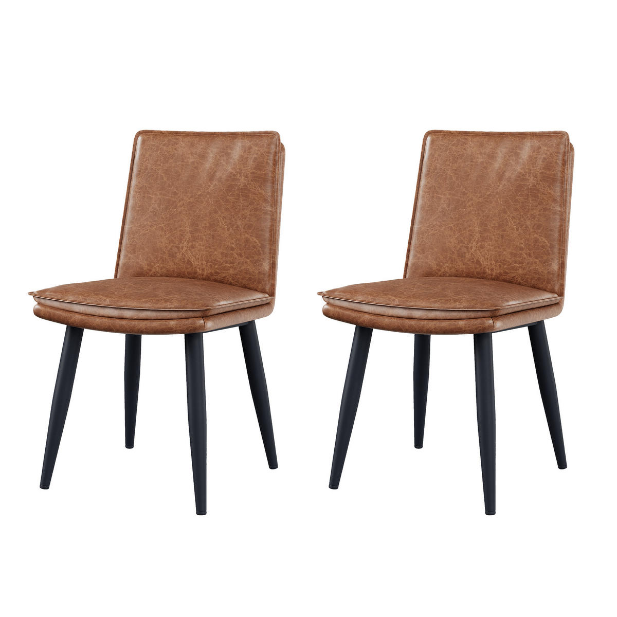 STUHL-SET DE-35795 2 Stück mit doppellagigen Kissen Braun - Braun, Metall (57/84/49cm) - ComfortXL