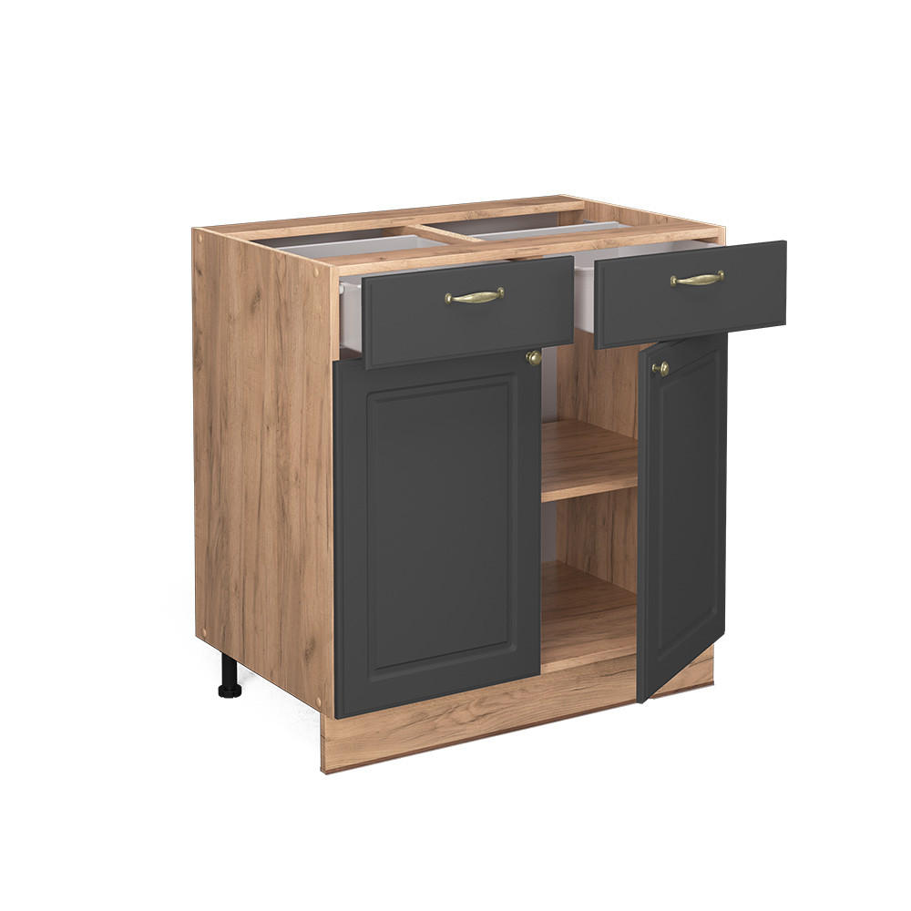 KÜCHENUNTERSCHRANK Fame-Line Anthrazit-Gold 80 cm ohne AP - Honigeiche/Anthrazit, Holzwerkstoff (80/82/51.6cm) - Vicco