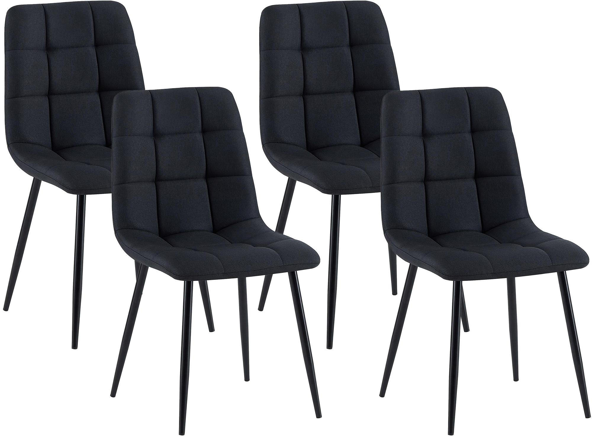 STUHL 4er Set Stoff Schwarz - Schwarz, Textil/Metall (45/84/55cm) - CLP