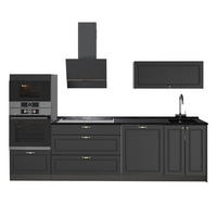 KÜCHENZEILE Fame-Line, Anthrazit-Gold Landhaus/Anthrazit, 280 cm, AP Anthrazit - Anthrazit, Holzwerkstoff (280/153.6/60cm) - Vicco