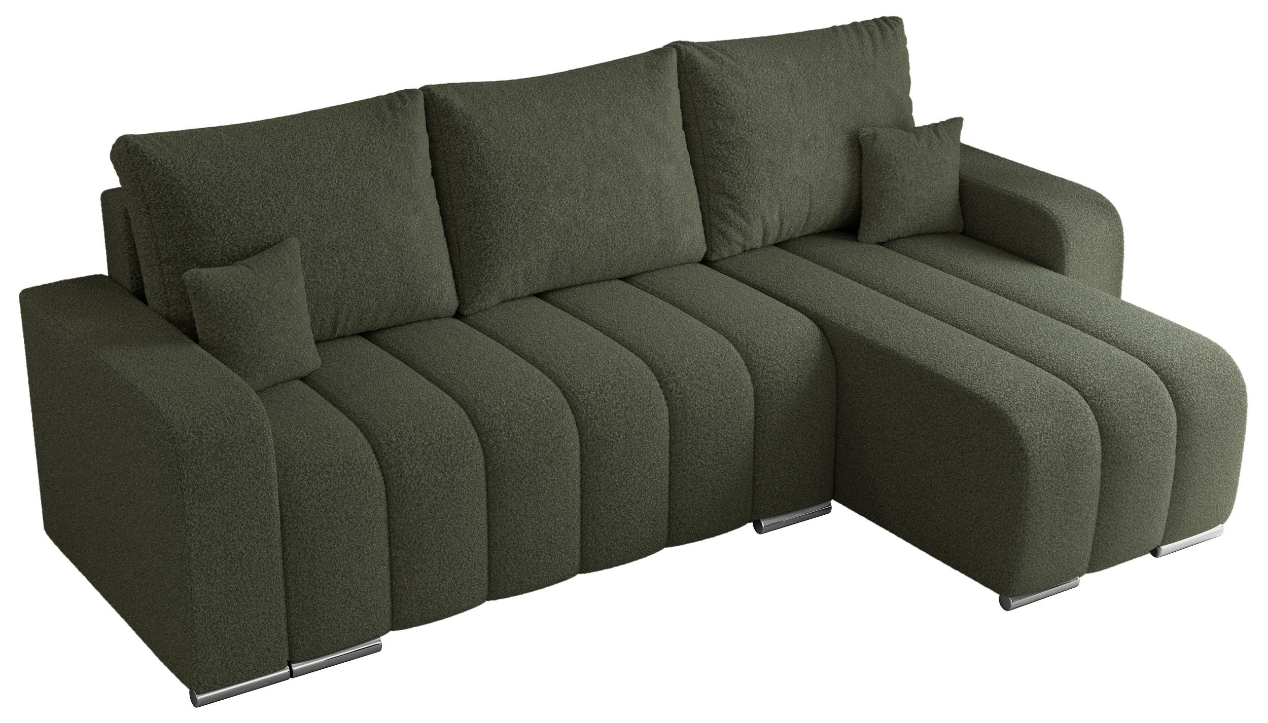 ECKSOFA KIRASSO L Grün Boucle - Grau/Grün, Textil (245/147cm) - MKS