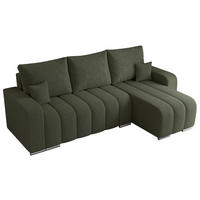 ECKSOFA KIRASSO L Grün Boucle - Grau/Grün, Textil (245/147cm) - MKS