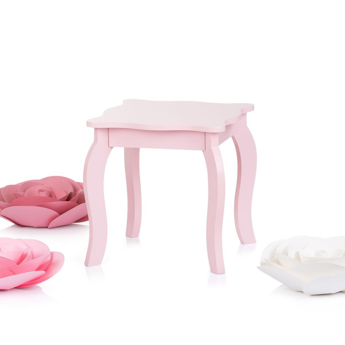 SPIELZEUG Schminktisch mit Spiegel rosa Holz, Spiegel, Hocker, Stauraum, offene Regale, Kinderzimmer - Rosa, Holz (29/114/108cm) - Chipolino