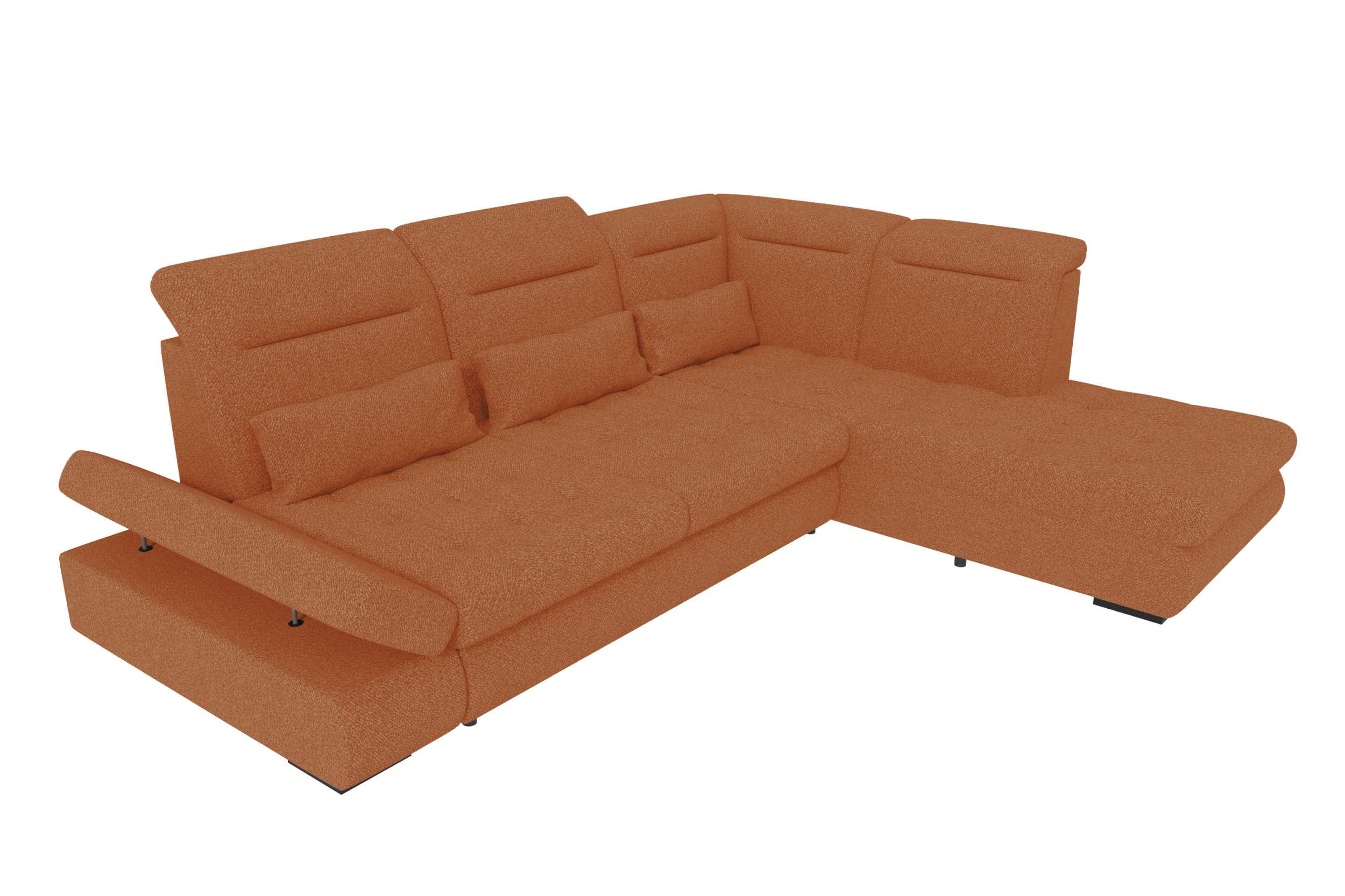 ECKSOFA Toscana Strukturstoff inkl. Schlaffunktion - Rostfarben, Textil (279/227cm) - 99rooms