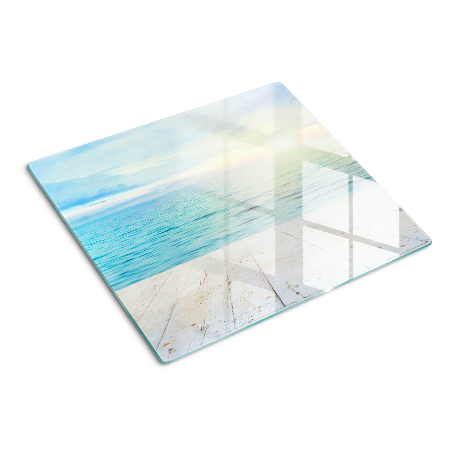 GLASPLATTE 60x52 cm Meer - Blau, Glas (60/0.4/52cm) - TULUP