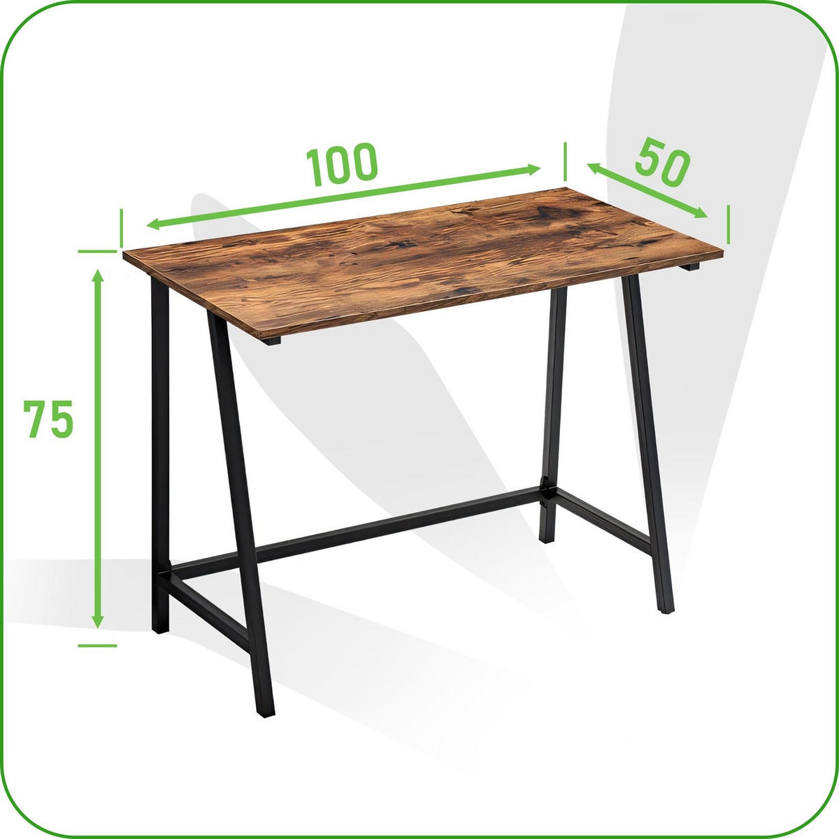 SCHREIBTISCH Metall Holzoptik Dunkelbraun Schwarz stabil 100x50x75 cm - Dunkelbraun/Schwarz, Holzwerkstoff/Metall (50/100/75cm) - Begryf
