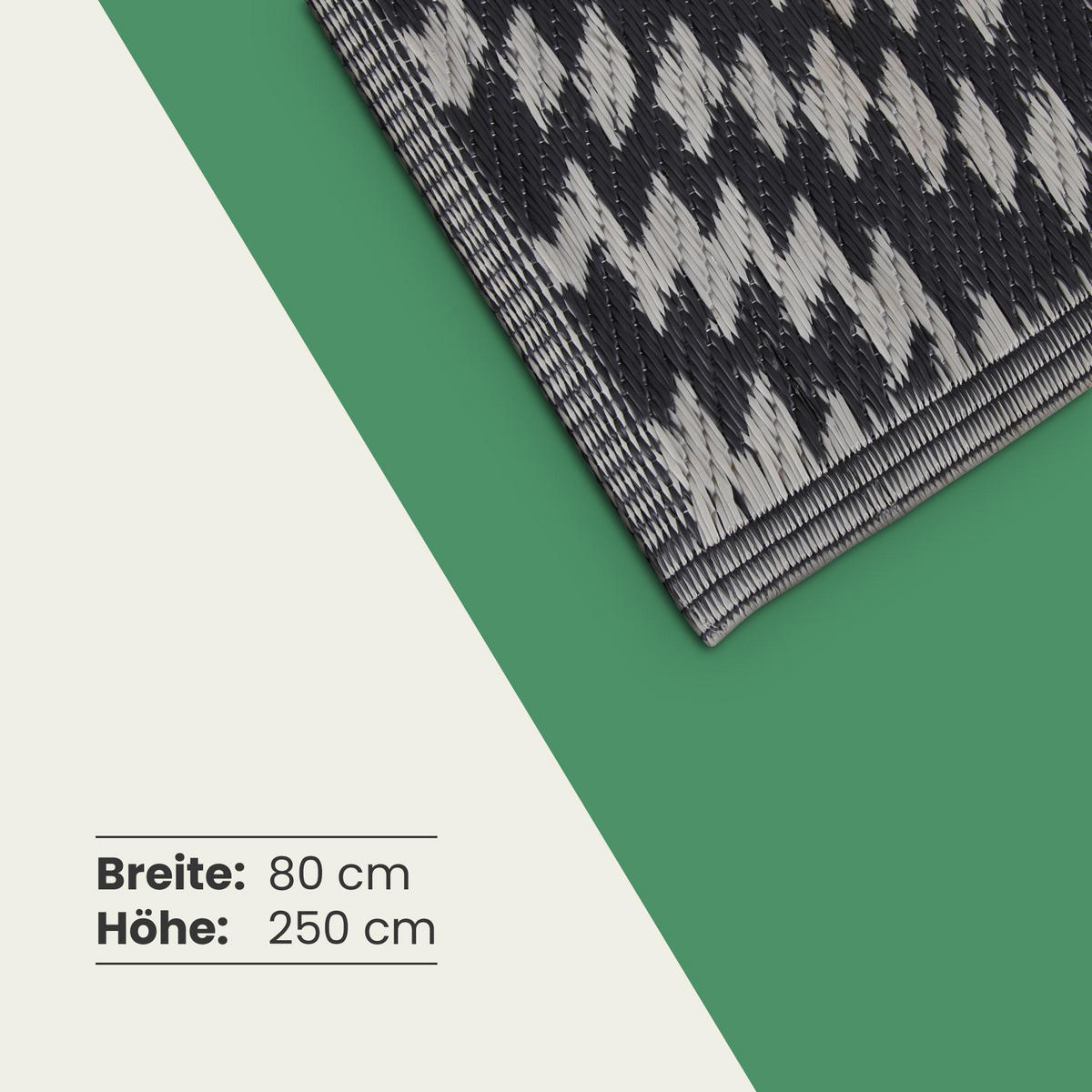 OUTDOORTEPPICH recycelt 80x250 cm Karo - Grau, Kunststoff (80/250cm) - Bestlivings