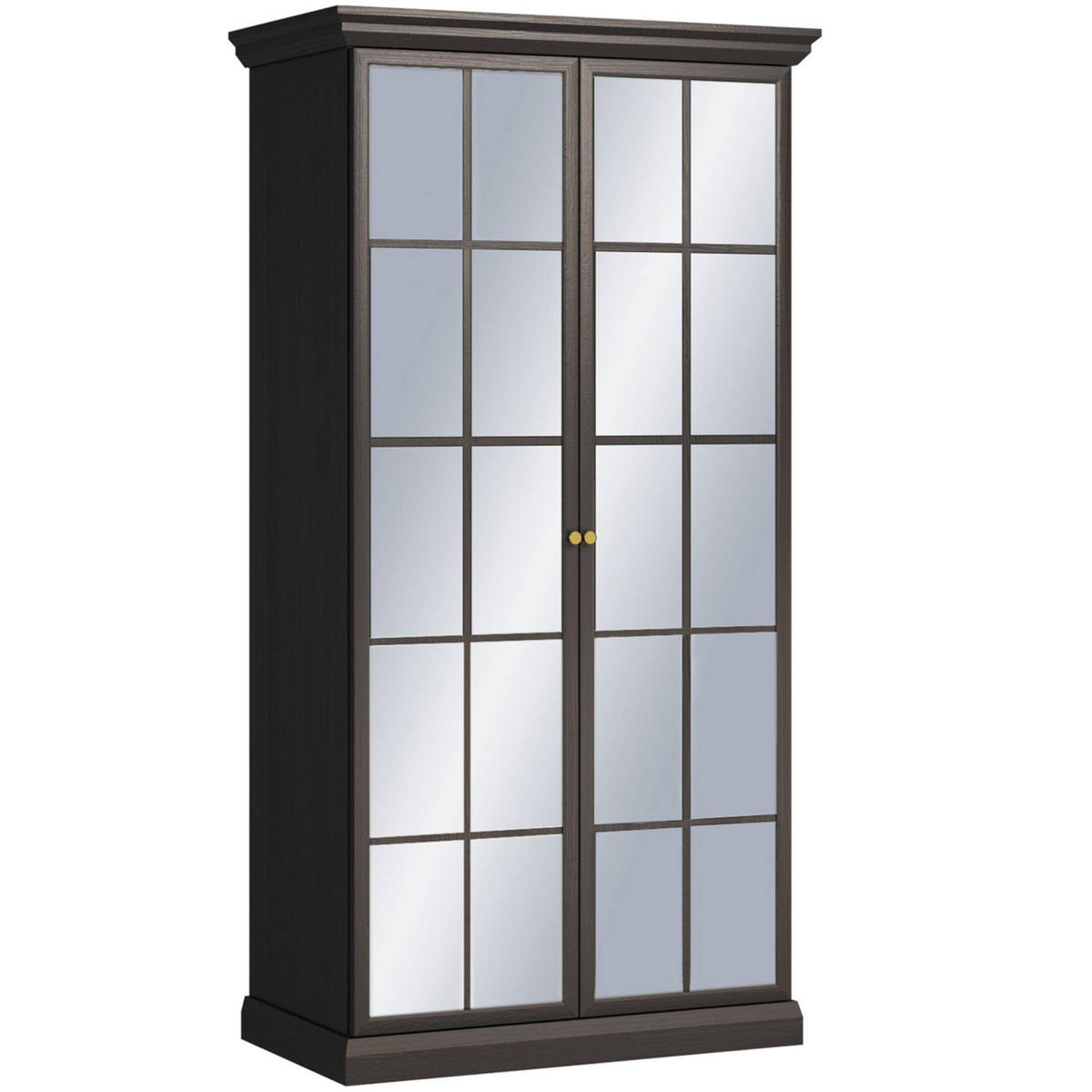 VITRINE mit Spiegel KATRIA, Schwarz - Schwarz, Holzwerkstoff (103/200/57cm) - KONSIMO®