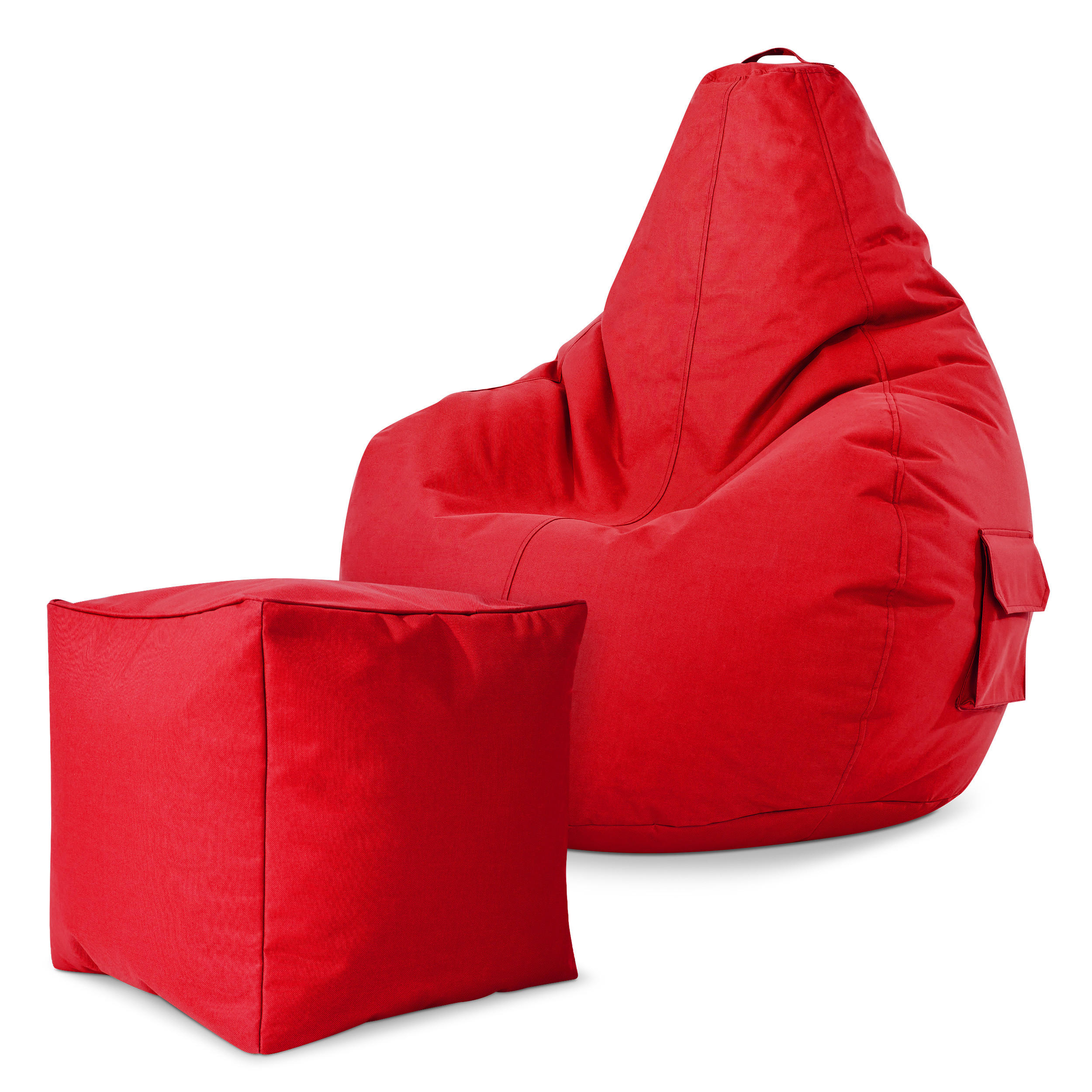 SITZSACK + Hocker "Cozy+Cube" 2er Set - Rot, Textil (70/90/80cm) - Green Bean