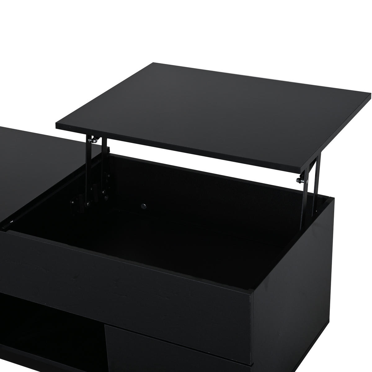 COUCHTISCH aus Spanplatte 100x45x43 cm in Schwarz mit LED & Höhenverstellung - Schwarz, Holzwerkstoff (100/45/43cm) - Modfu