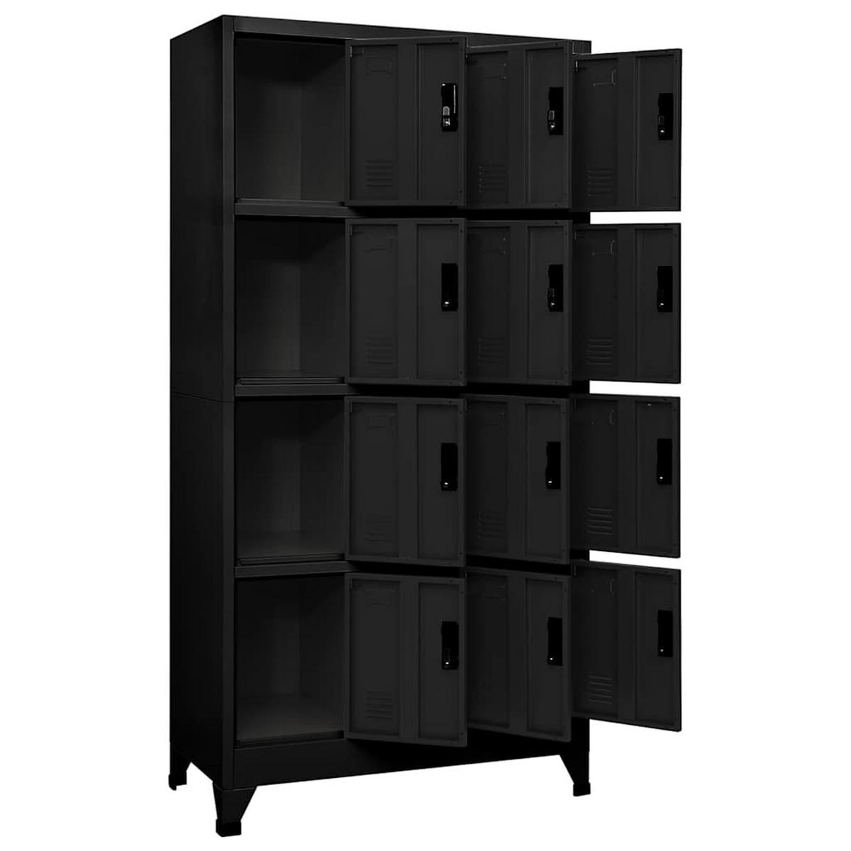 SCHLIESSFACHSCHRANK Schwarz 90/45/180 Cm Stahl - Schwarz, Metall (45/180/90cm) - vidaXL