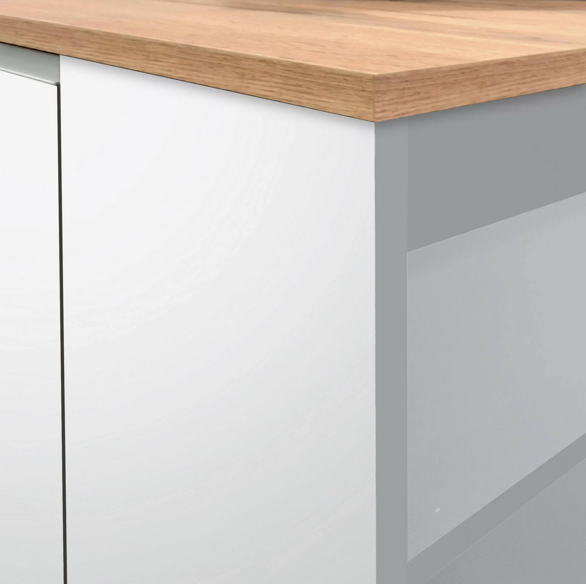 KÜCHENINSEL Glänzendes Weiß, Eiche 90/160/90 cm - Eichefarben/Weiß, Holzwerkstoff (160/90/90cm) - DMORA