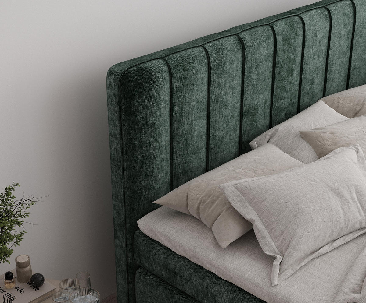 BOXSPRINGBETT Novara Grün 140/200 cm - Schwarz/Grün, Holz/Holzwerkstoff (140/200cm) - Maison de Reve