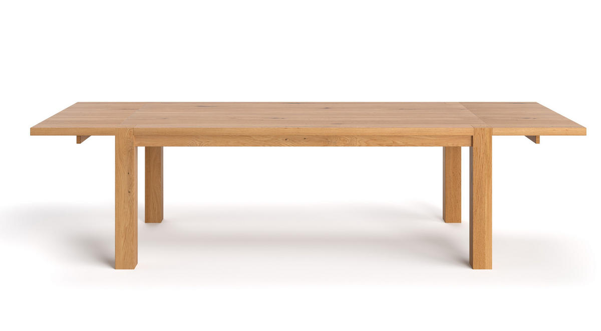 TISCH Ausziehbar Gustav aus massivem Eichenholz 180x80 cm + Tischverlängerung 1x50 cm - Eichefarben/Braun, Holz (180/80/75cm) - Danzz