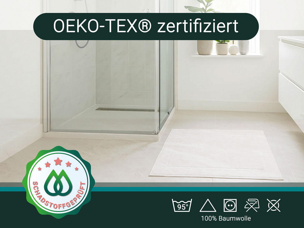 BADEMATTE, 2er-Set, 50x70 cm, 100% Baumwolle, Weiß - Weiß, Textil (50/70cm) - Zollner