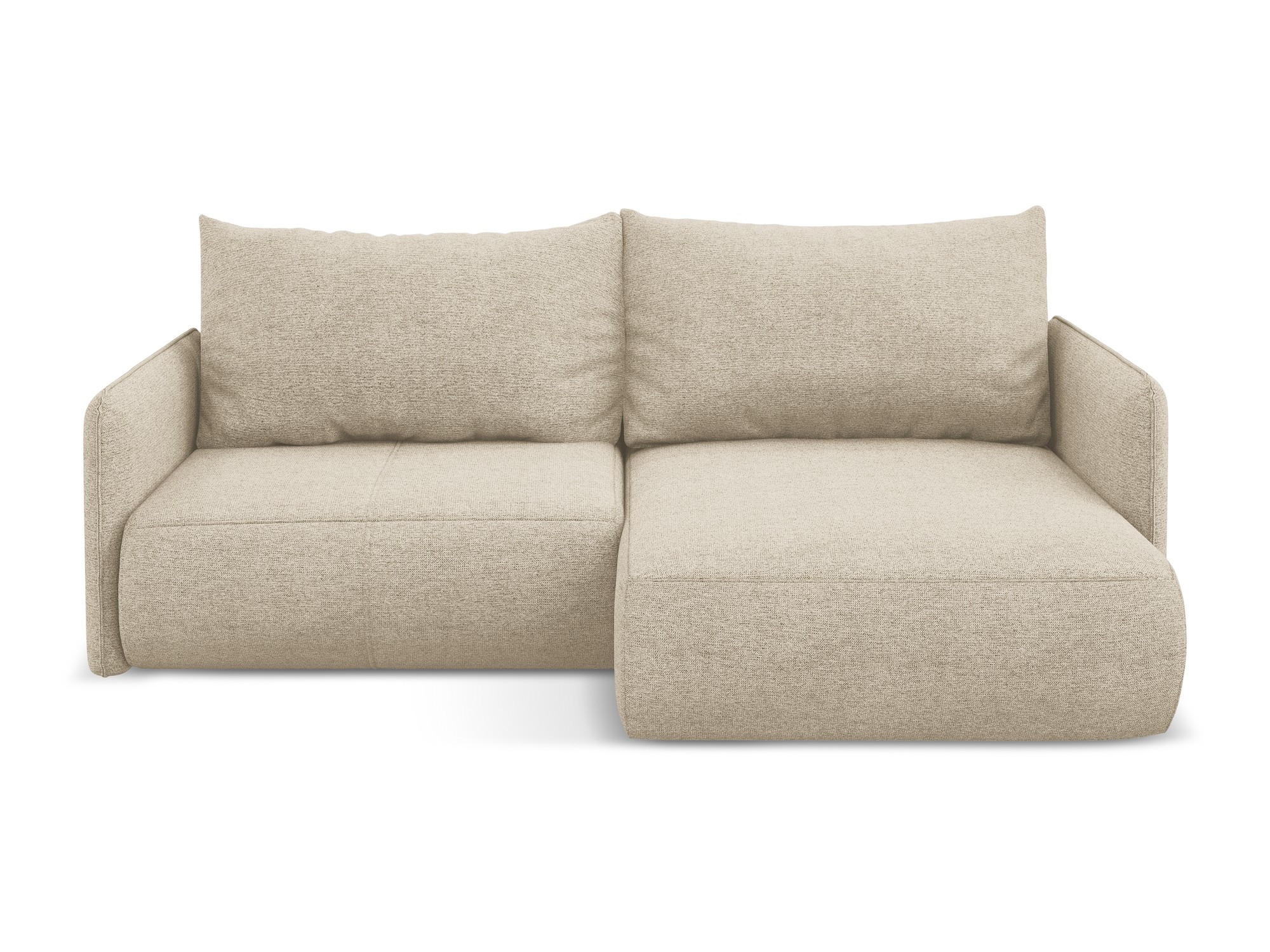 ECKSOFA mit Schlaffunktion Chenille Stoff Beige - Beige/Schwarz, Kunststoff/Textil (207/148cm) - Makamii