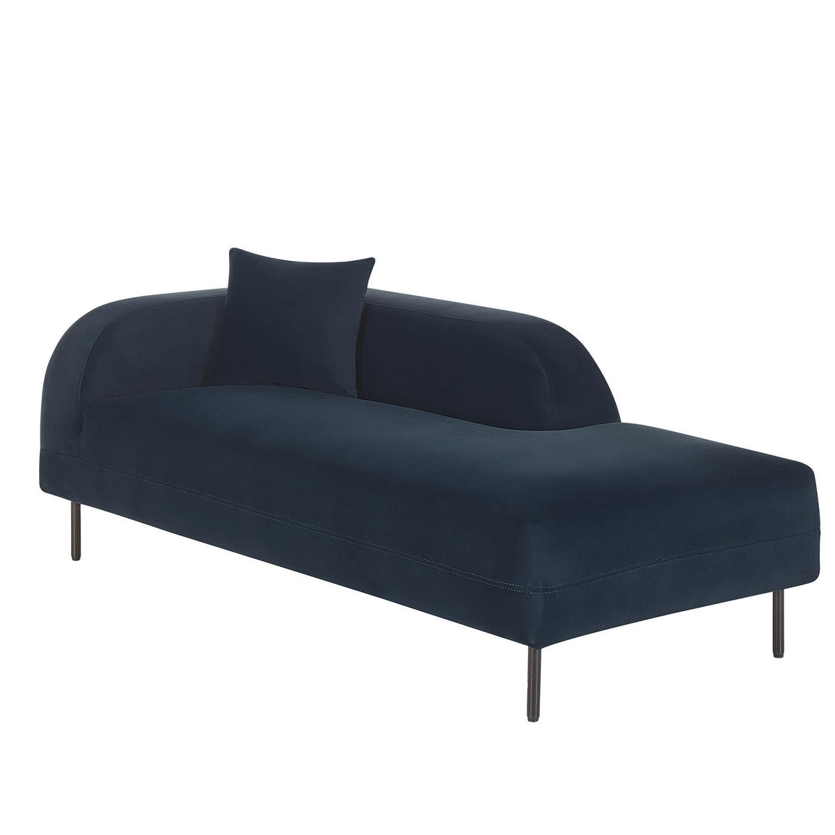 CHAISELONGUE Samtstoff dunkelblau linksseitig Le Crau - Blau, Textil (170/65/84cm) - Beliani