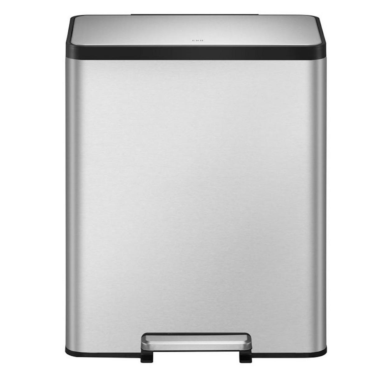 MÜLLEIMER Rechteckiger Aus Gebürstetem Edelstahl Mit Soft Close Deckel & Handlichen Kunststoffgriffen 66 x 37,3 x 52,6 cm Silber - Silberfarben, Metall (37.3/66/52.6cm) - PROREGAL