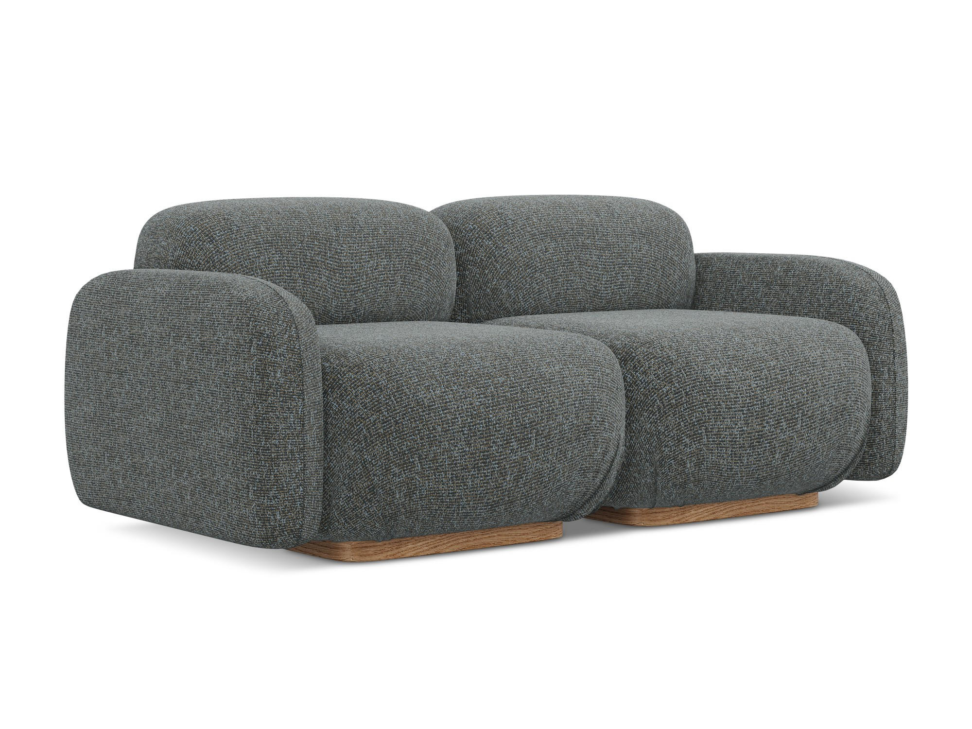 3-SITZER SOFA Strukturstoff Stoff Grau - Dunkelgrau/Braun, Holz/Textil (190/73/95cm) - Makamii
