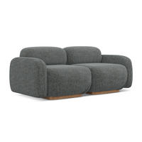 3-SITZER SOFA Strukturstoff Stoff Grau - Dunkelgrau/Braun, Holz/Textil (190/73/95cm) - Makamii