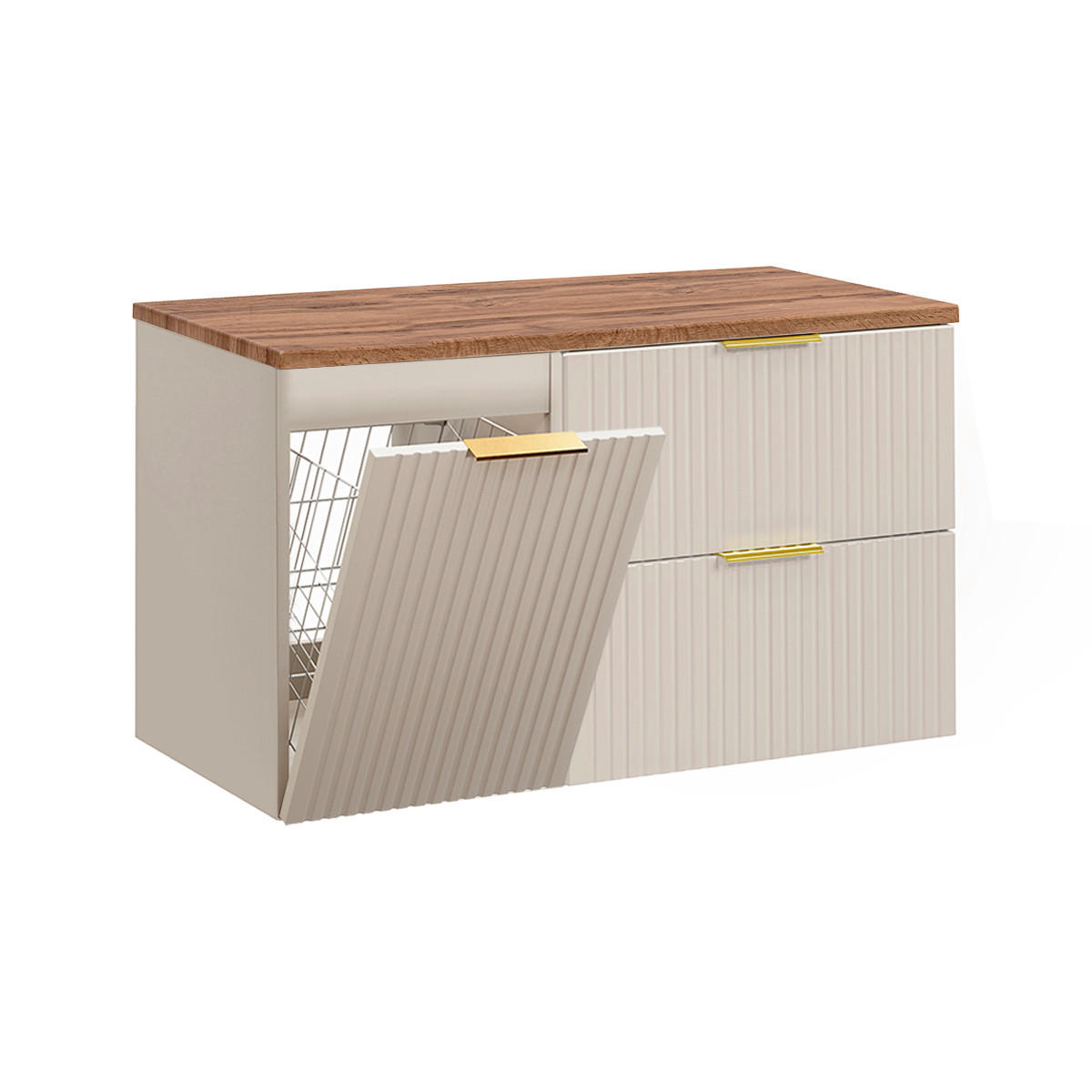 WASCHTISCHUNTERSCHRANK 100.8cm Adriel Kaschmir und Holz - Beige, Holzwerkstoff (100.8/59/46cm) - Petits-meubles