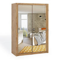 SCHIEBETÜRENSCHRANK Tamiza 150/215/62 mit Spiegel - Silberfarben/Eiche Artisan, Holzwerkstoff/Kunststoff (150/215/62cm) - Ravio