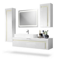 BADMÖBELSET Aloha Absetzungen in Creme Hochglanz - Creme, Holzwerkstoff (210/185/51cm) - Vladon