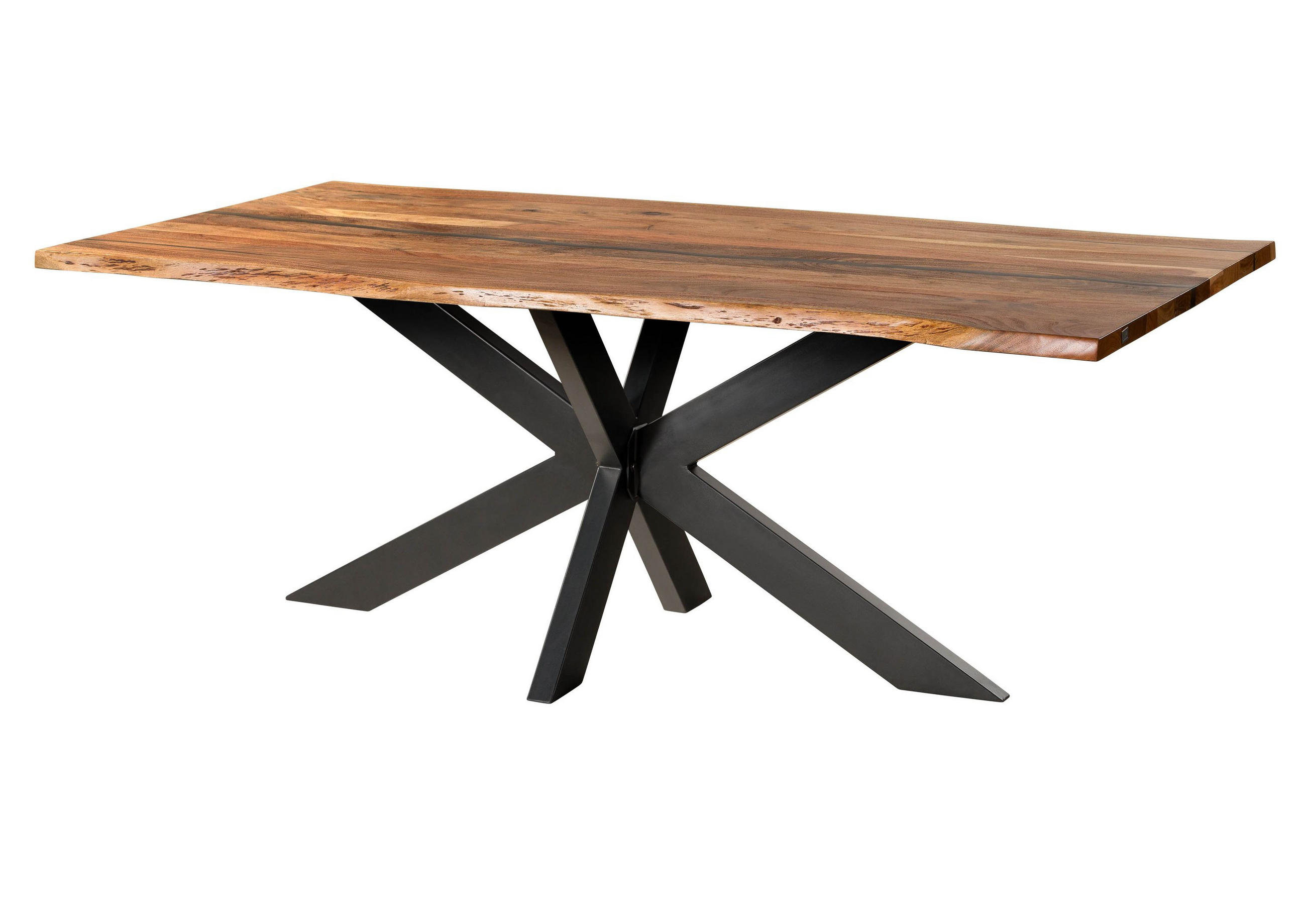 BAUMTISCH Akazie 200x100x74 natur lackiert / Epoxid schwarz, Kreuzgestell anthrazit matt EPOXY - Braun, Holz (100/200/74cm) - Massivmoebel24