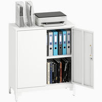 BÜROSCHRANK DE-09671 verschließbare Türen, 2-stufiges Design Weiß - Weiß, Metall (35/91/80cm) - ComfortXL