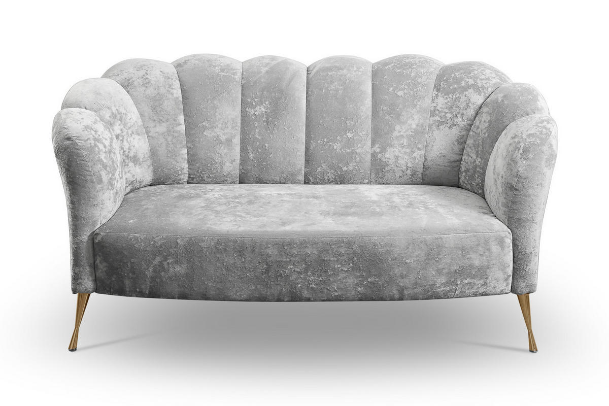 SOFA Adria 2-Sitzer 155x78x83 mit Metallfüßen - Goldfarben/Grau, Holz/Textil (155/78/83cm) - Ravio