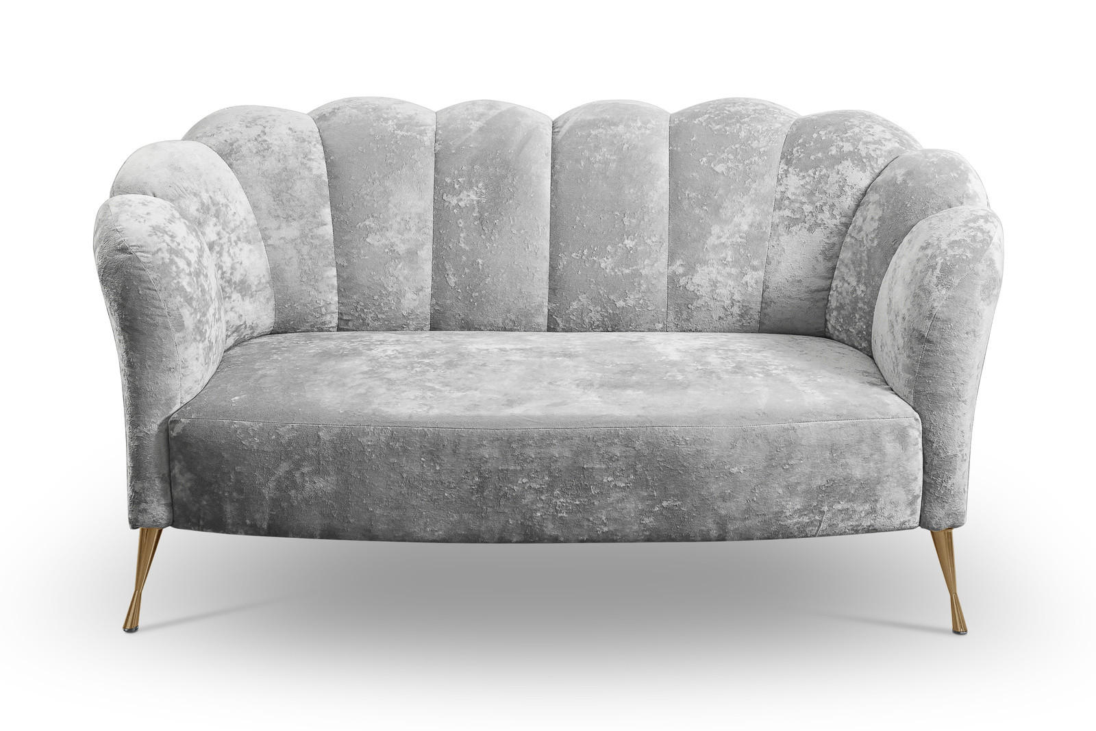 Thumbnail - Ravio Sofa, Grau, Gold, Holz, Metall, Textil, 2-Sitzer, konisch, 155x78x83 cm, Wohnzimmer, Sofas & Couches, Sofas, 2-Sit...