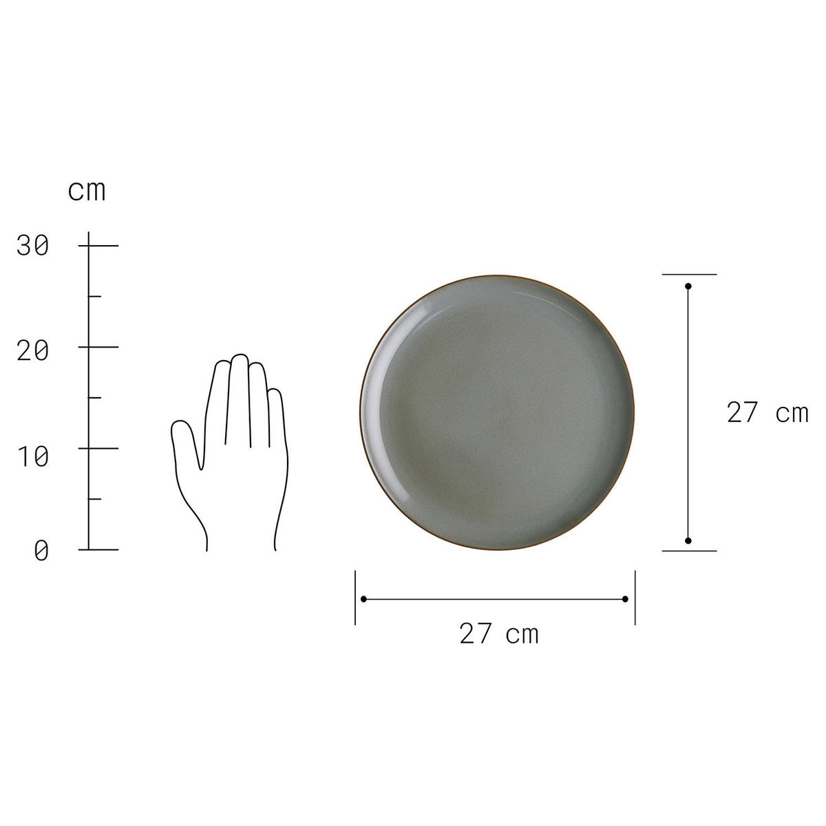 GESCHIRR-SET (12-teilig) Native - Grau, Keramik (31/36/37cm) - Butlers