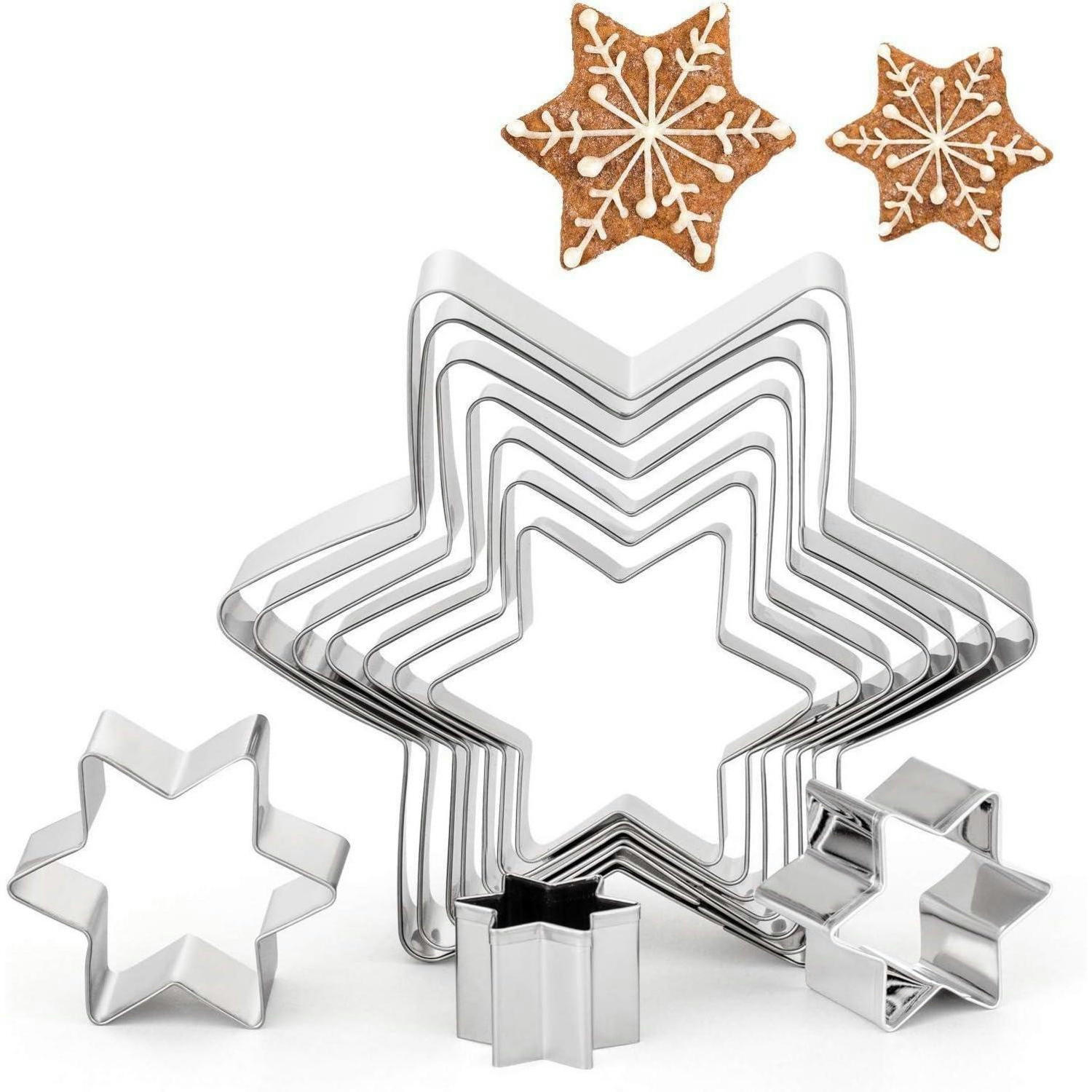 AUSSTECHFORMEN Set 10tlg Edelstahl Stern Ausstecher - Silberfarben, Metall (14/2.5/14cm)