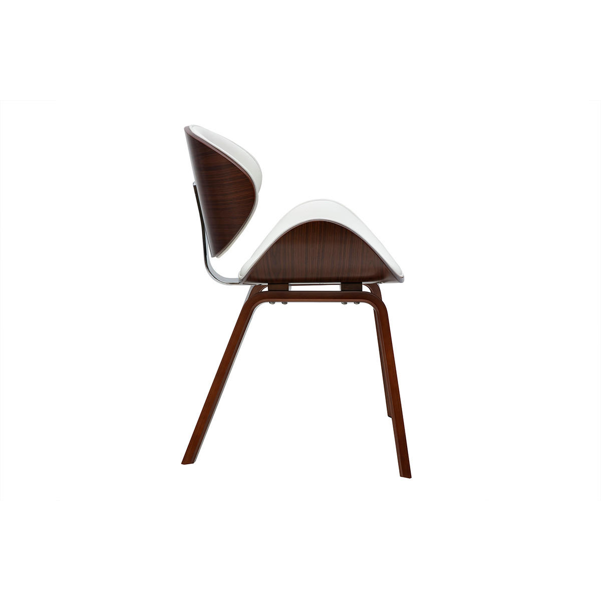 DESIGNSTUHL mit dunklem Walnussholz WALNUT - Weiß, Holz (55/75.5/53cm) - Miliboo