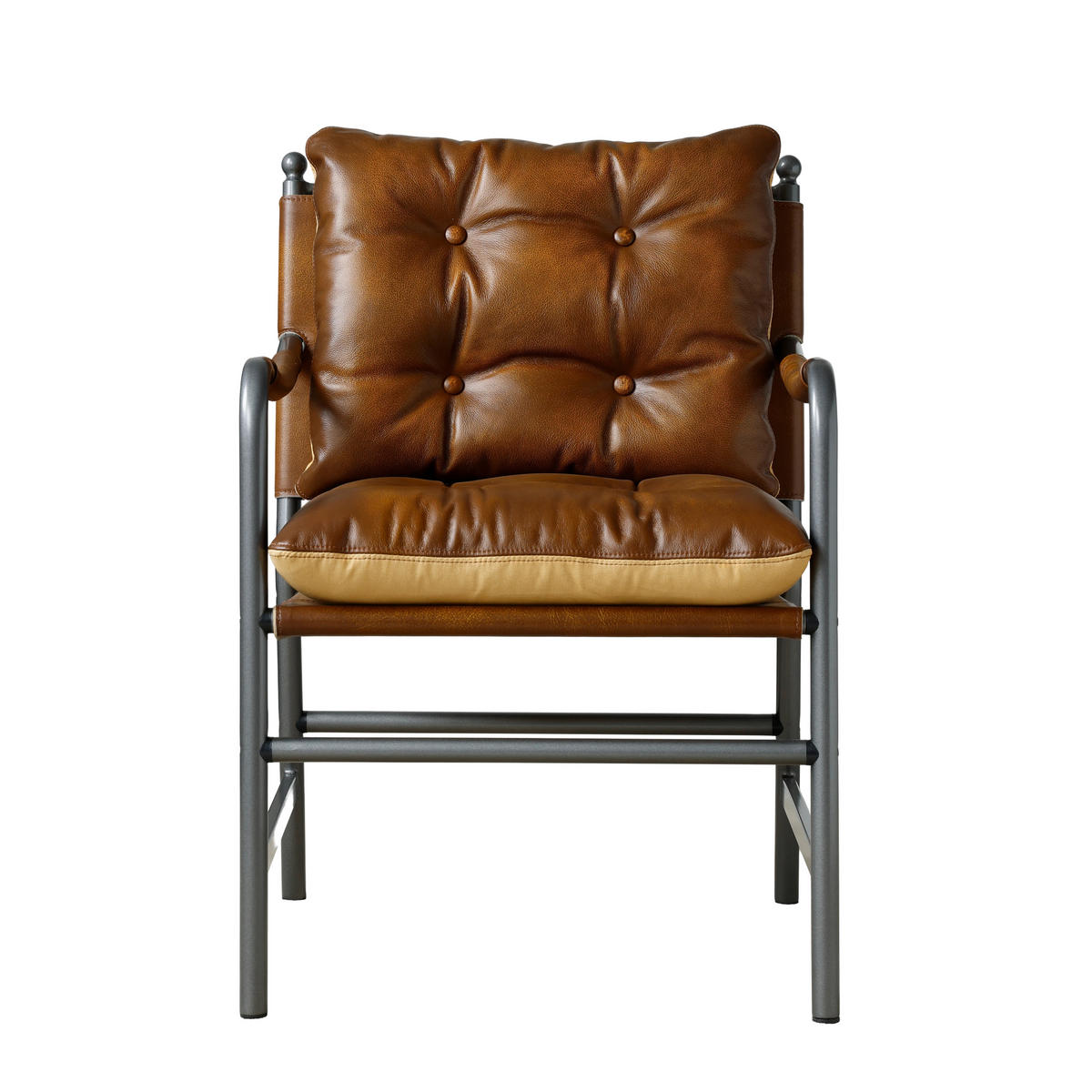 SESSEL Leder mit schwarzem Metallrahmen, DE-42430, Braun - Braun, Metall (62/90/60cm) - ComfortXL