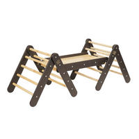 KLETTERDREIECK für Kinder mit Rutsche und Kletterwand - Set, Montessori, Schwarz - Schwarz, Holz (140/59/60cm) - MeowBaby