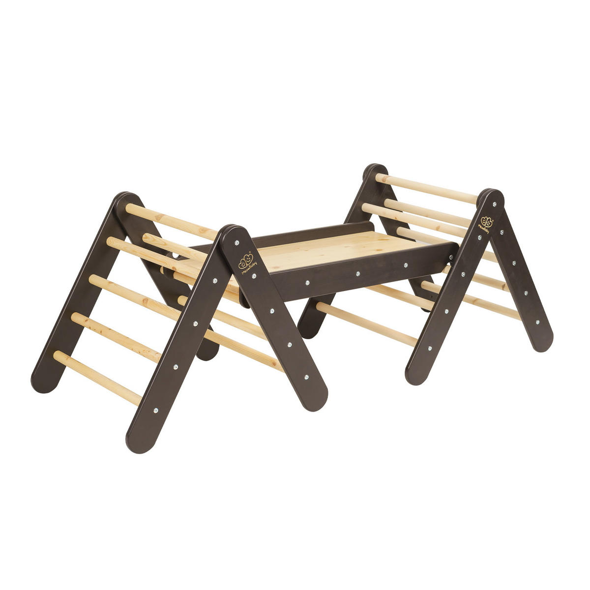 KLETTERDREIECK für Kinder mit Rutsche und Kletterwand - Set, Montessori, Schwarz - Schwarz, Holz (140/59/60cm) - MeowBaby
