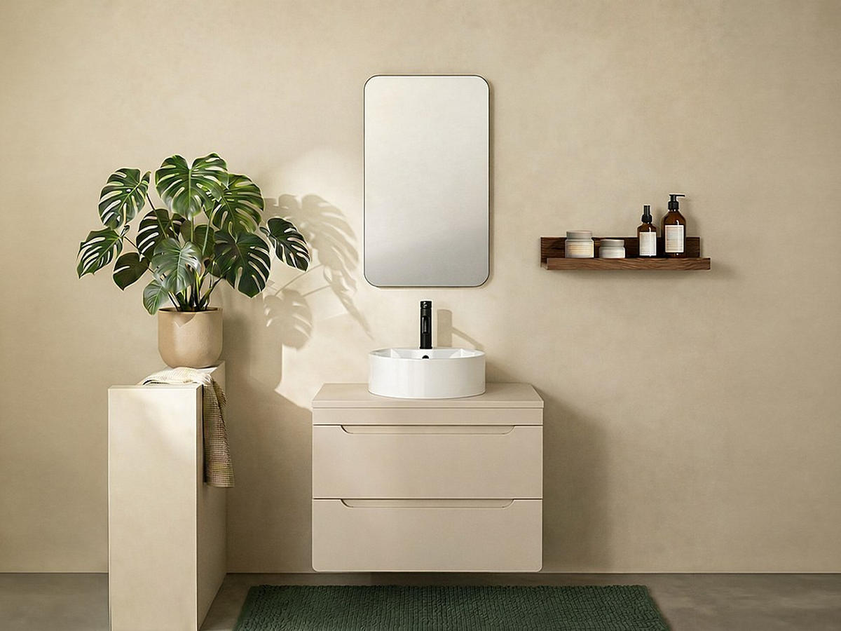 EINZELWASCHTISCH - 80 cm x 46 cm - Holz, Platte - Beige - ARUBA - Beige, Holz (80/59/46cm) - Vente-Unique