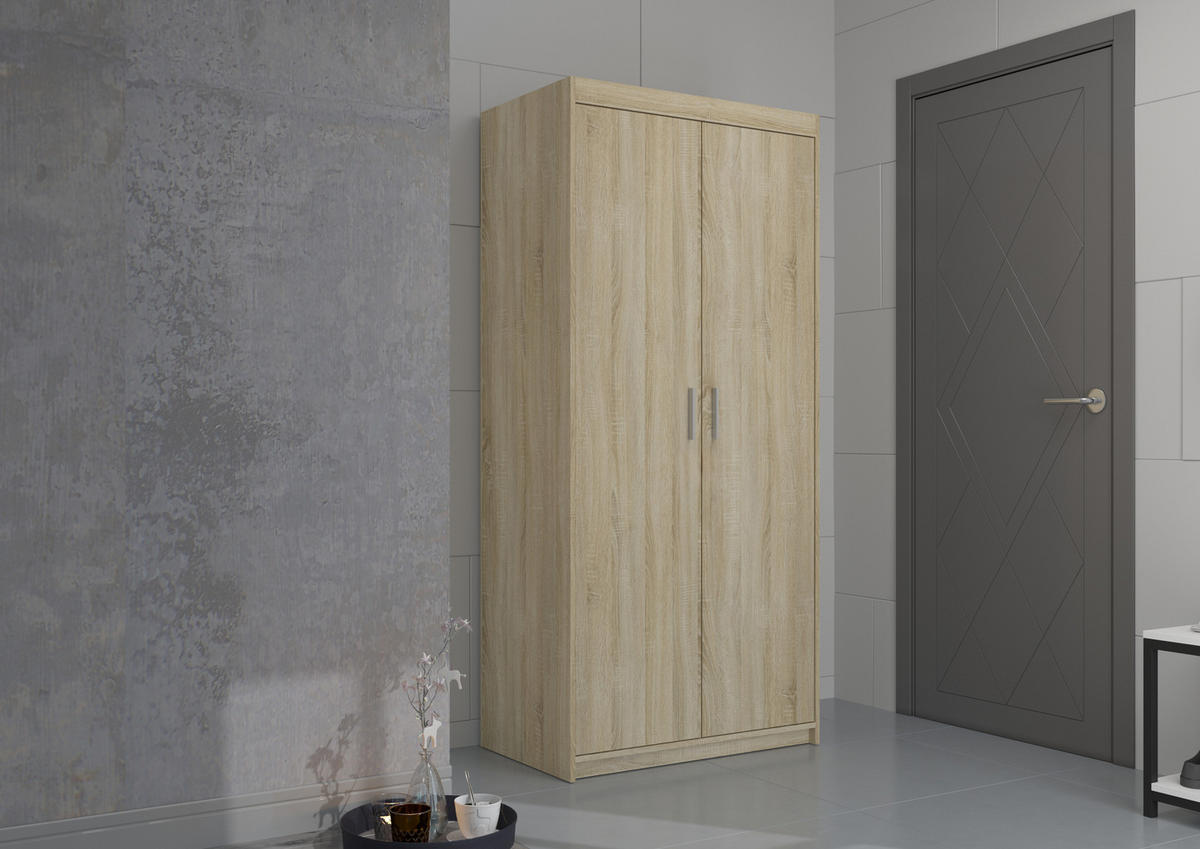 KLEIDERSCHRANK Storicos Sonoma Eiche 89,7/190,5/53 cm - Modern 2-türig - Beige, Holzwerkstoff/Kunststoff (89.8/190.6/53cm) - AX Living