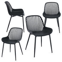 GARTENSTUHL VERDE 4er-Set schwarz - Schwarz, Textil (50/82/57cm) - IDIMEX